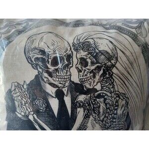 NWT NIB Cynthia Rowley Newly Dead Couple 18x18 Halloween Gothic Feather Pillow